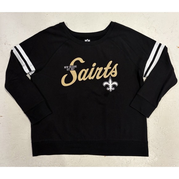 NFL Sweaters - NFL Team New Orleans Saints‎ Crewneck Sweatshirt Womens XL Football Black